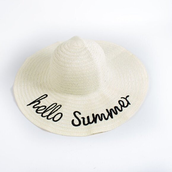 NEW! Hello Summer Floppy Wide Brim Hat - Picture 1 of 3